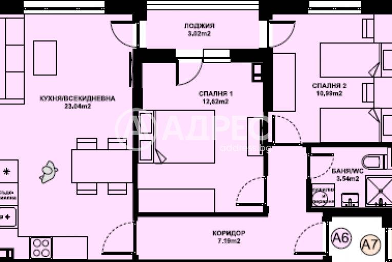 Тристаен апартамент, Благоевград, Изгрев, 673904, Снимка 1