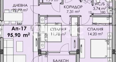 Тристаен апартамент, Бургас, Мадика, 680904, Снимка 3