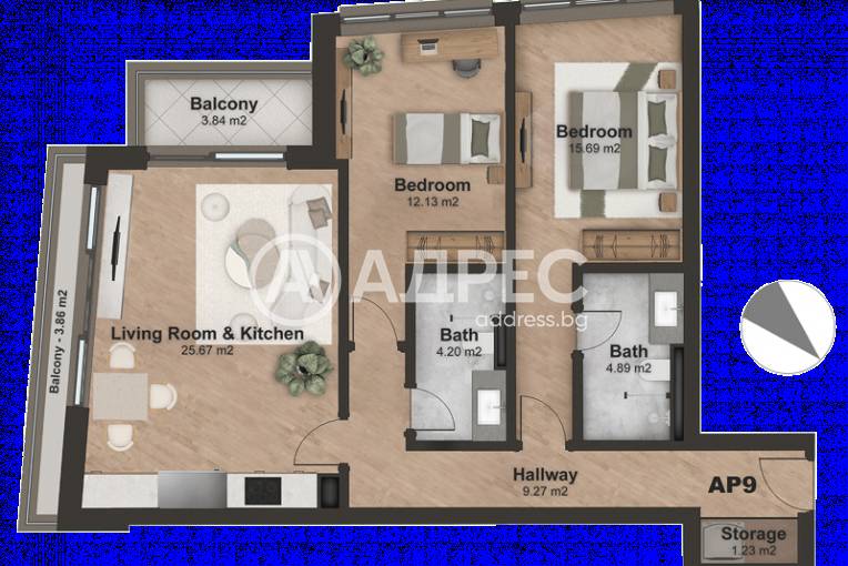 Тристаен апартамент, София, Кръстова вада, 656906, Снимка 4