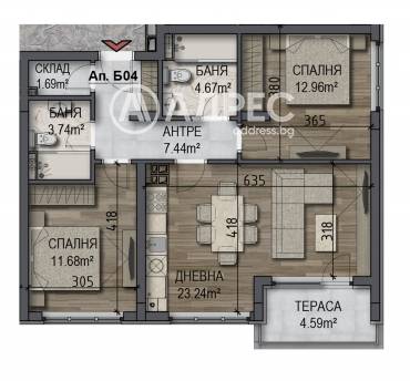 Тристаен апартамент, София, Овча купел, 701910, Снимка 1