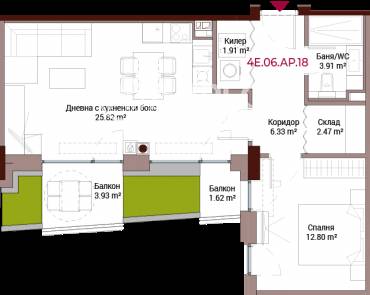 Двустаен апартамент, София, Хладилника, 645915, Снимка 1