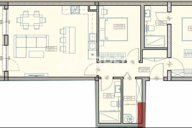Тристаен апартамент, Варна, Кайсиева градина, 678915, Снимка 1