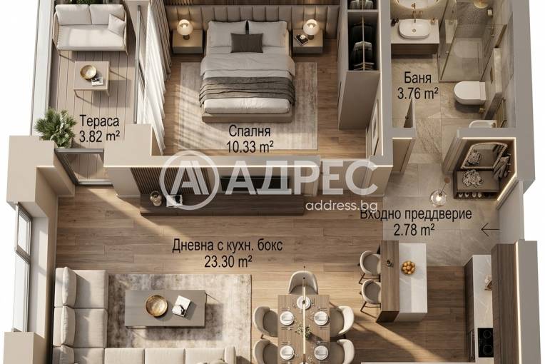 Двустаен апартамент, София, Дианабад, 698922, Снимка 2