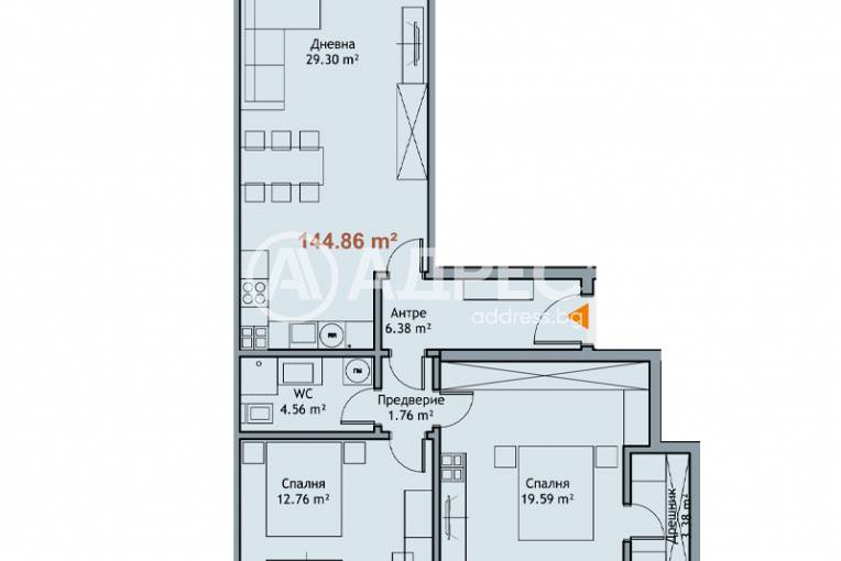 Тристаен апартамент, Варна, к.к. Чайка, 661923, Снимка 4