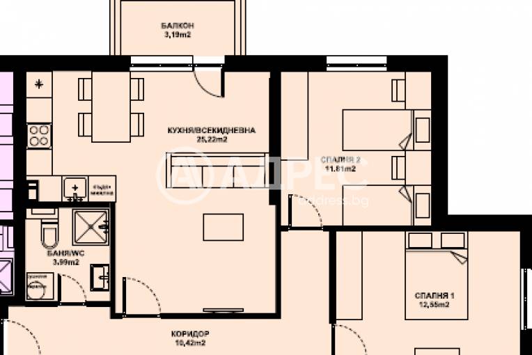 Тристаен апартамент, Благоевград, Изгрев, 673932, Снимка 1