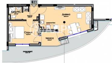 Двустаен апартамент, Бургас, Хоризонт, 659935, Снимка 1