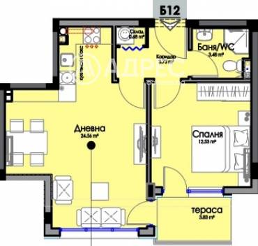 Двустаен апартамент, Бургас, Хоризонт, 659936, Снимка 1