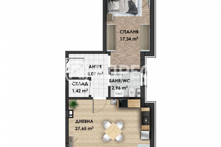 Двустаен апартамент, Пловдив, Беломорски, 646941, Снимка 1