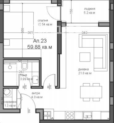 Двустаен апартамент, Варна, Аспарухово, 639943, Снимка 1