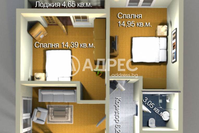 Тристаен апартамент, Бургас, Меден рудник - зона А, 552944, Снимка 1