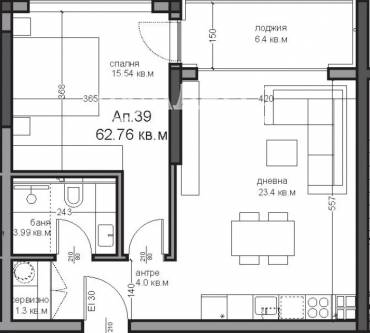 Двустаен апартамент, Варна, Аспарухово, 639947, Снимка 1