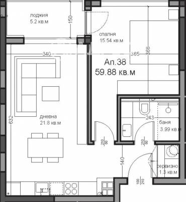 Двустаен апартамент, Варна, Аспарухово, 639948, Снимка 1