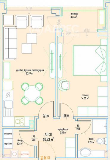 Двустаен апартамент, София, Малинова Долина, 691949, Снимка 1
