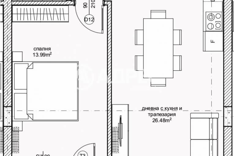 Двустаен апартамент, Варна, Възраждане 1, 628952, Снимка 3