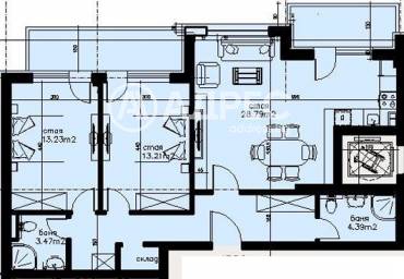 Тристаен апартамент, София, Оборище, 654959, Снимка 1