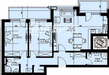 Тристаен апартамент, София, Оборище, 654966, Снимка 1