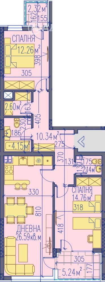 Тристаен апартамент, Пловдив, Тракия, 680970, Снимка 1