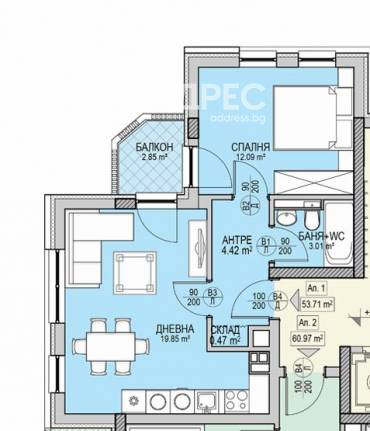 Двустаен апартамент, София, Кръстова вада, 655971, Снимка 1