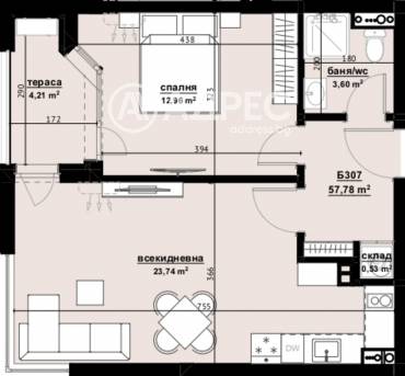Двустаен апартамент, Бургас, Хоризонт, 668972, Снимка 1
