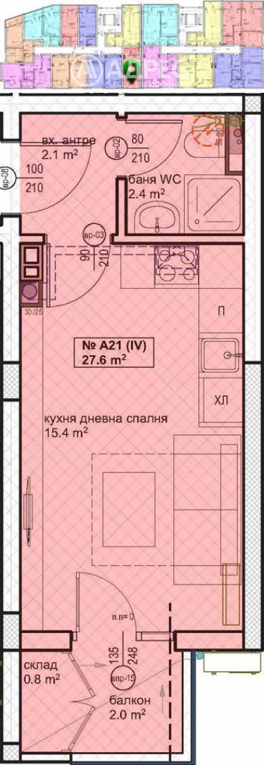 Едностаен апартамент, Бургас, Братя Миладинови, 594978, Снимка 1