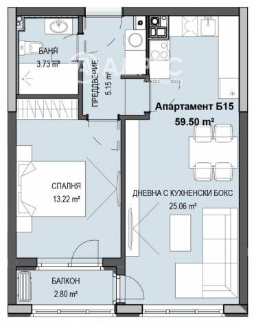 Двустаен апартамент, София, Кръстова вада, 651978, Снимка 1