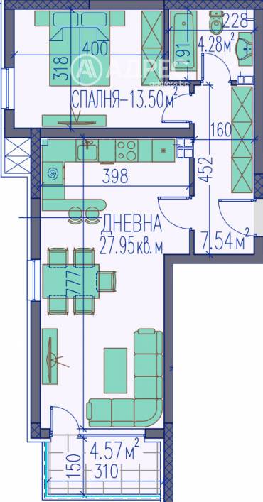 Двустаен апартамент, Пловдив, Тракия, 680985, Снимка 1