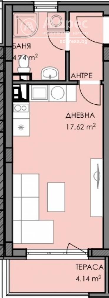 Едностаен апартамент, Бургас, Славейков, 508991, Снимка 1