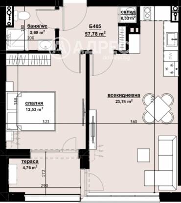 Двустаен апартамент, Бургас, Хоризонт, 662991, Снимка 1