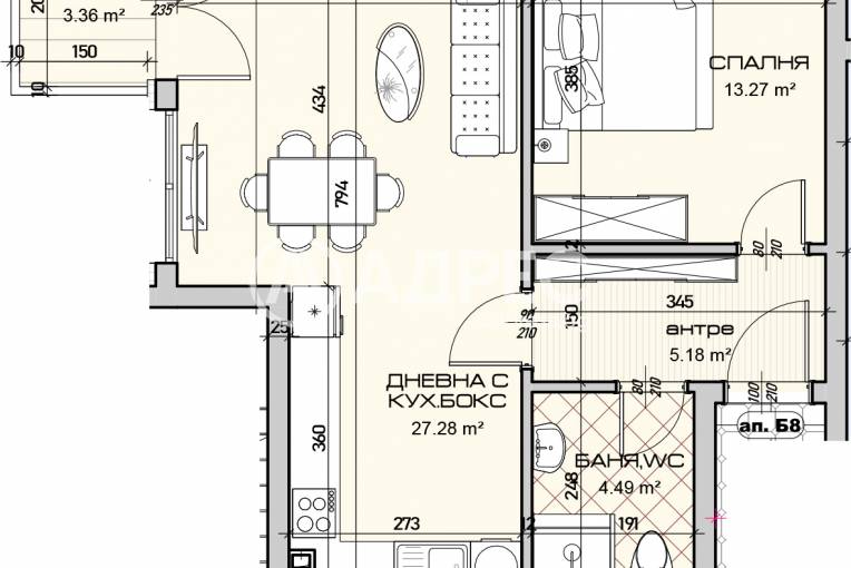 Двустаен апартамент, Варна, Виница, 685993, Снимка 2