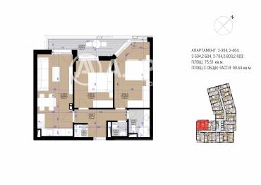 Тристаен апартамент, София, Полигона, 644995, Снимка 1