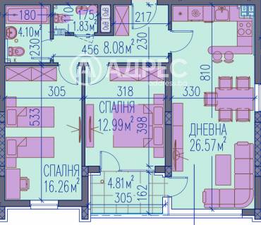 Тристаен апартамент, Пловдив, Тракия, 680995, Снимка 1