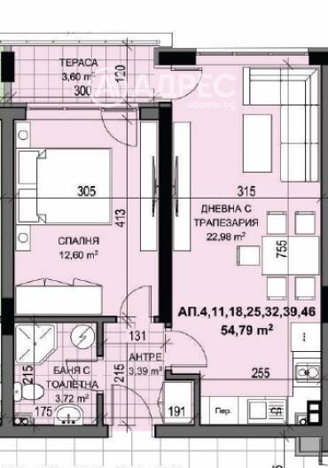 Двустаен апартамент, Стара Загора, Опълченски, 579996, Снимка 1