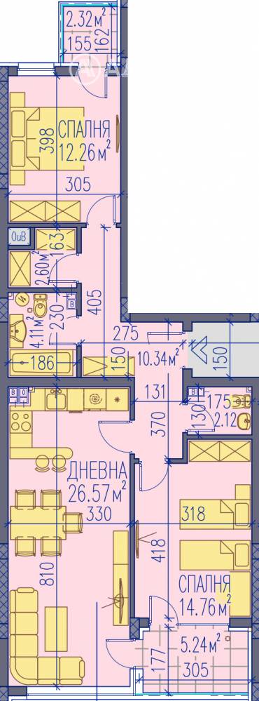 Тристаен апартамент, Пловдив, Тракия, 680996, Снимка 1