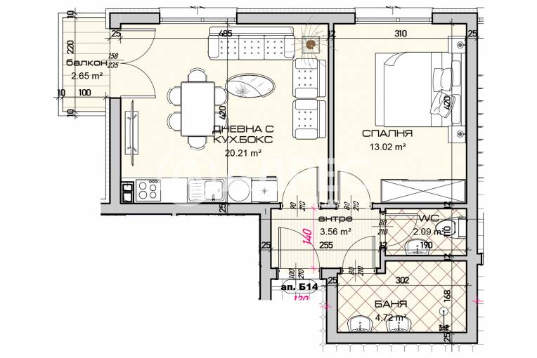 Двустаен апартамент, Варна, Виница, 685996, Снимка 2
