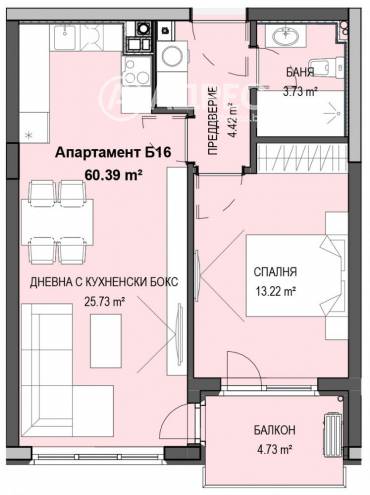 Двустаен апартамент, София, Кръстова вада, 651998, Снимка 1