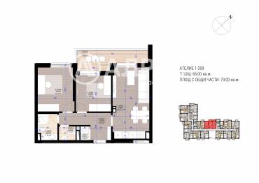 Тристаен апартамент, София, Полигона, 644999, Снимка 1